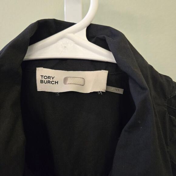 Tory Burch Scalloped Poplin Bow Blouse size 2 Preppy Dark Academia matrix - Picture 5 of 9